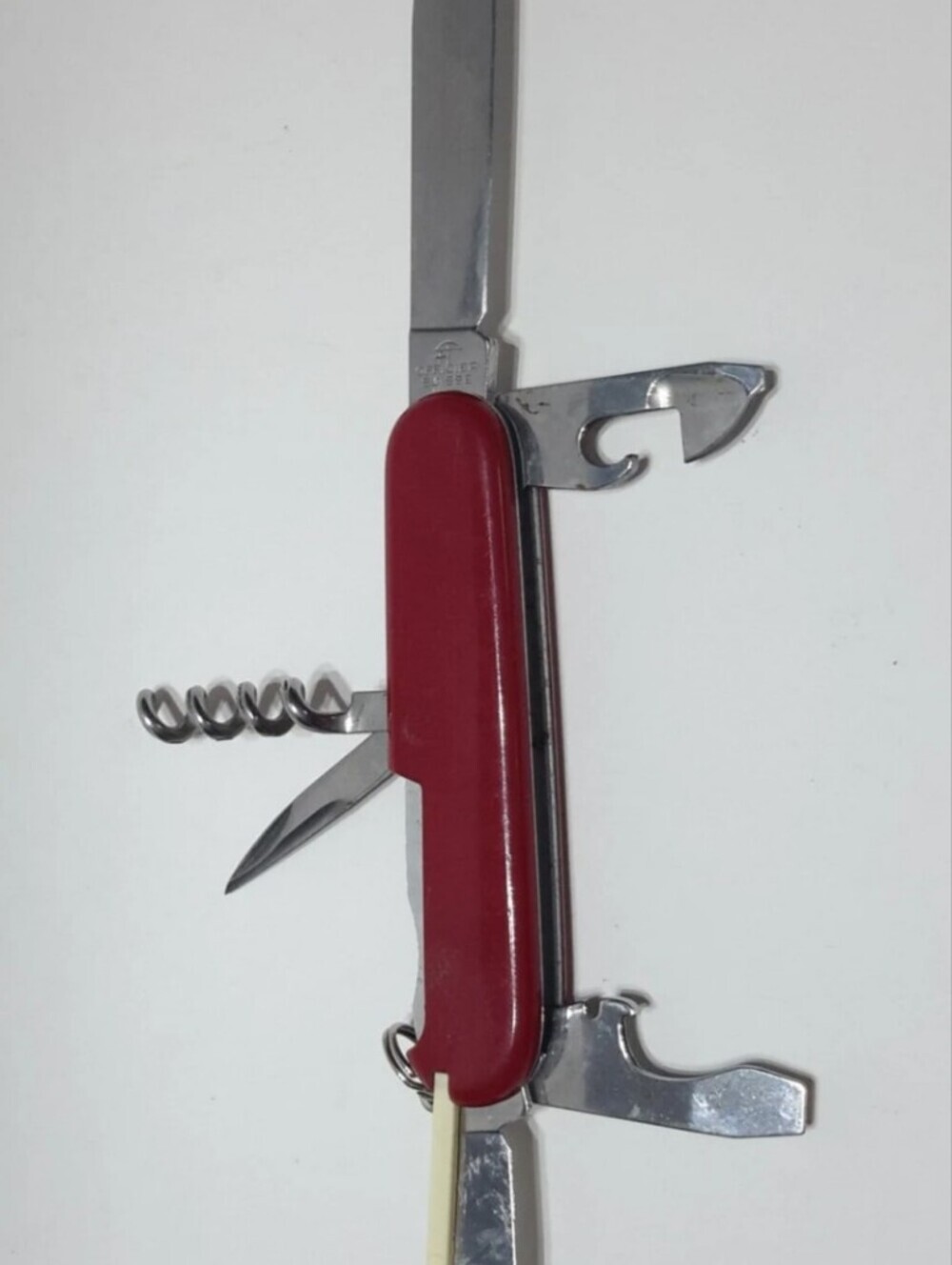 Swiss Army Knife Red 9"  Multipurpose Tool 9 Functions Hiking Camping